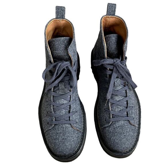 John Varvatos Mens Grey Wool Felt Lace Up Boots Lactae Hevea Sole F3772V2 8.5‎